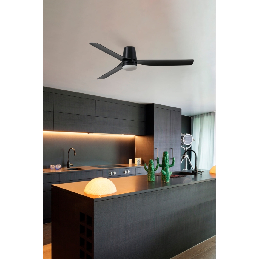 FARO 33829-1TW - LED Hämardatav laeventilaator PUNT TUB M LED/18W/230V 3000/4200/6500K d. 130 cm valge/brown+ kaugjuhtimispult