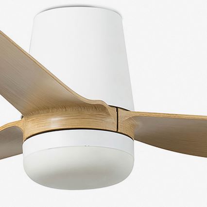 FARO 33829WT-1TW - LED Hämardatav laeventilaator PUNT TUB M LED/18W/230V 3000/4200/6500K pruun/valge d. 132 cm Wi-Fi Tuya + kaugjuhtimispult