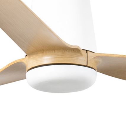 FARO 33829WT - Laeventilaator PUNT TUB M pruun/valge d. 132 cm Wi-Fi Tuya + kaugjuhtimispult