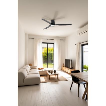 FARO 33830-1TW - LED Hämardatav laeventilaator PUNT TUB M LED/18W/230V 3000/4200/6500K d. 130 cm must + kaugjuhtimispult