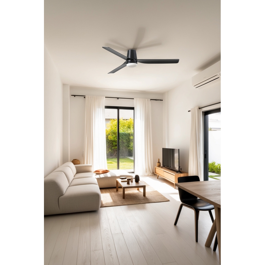 FARO 33830-1TW - LED Hämardatav laeventilaator PUNT TUB M LED/18W/230V 3000/4200/6500K d. 130 cm must + kaugjuhtimispult