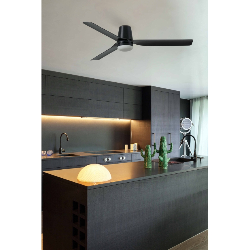 FARO 33830WT-1TW - LED Hämardatav laeventilaator PUNT TUB M LED/18W/230V 3000/4200/6500K must d. 132 cm Wi-Fi Tuya + kaugjuhtimispult