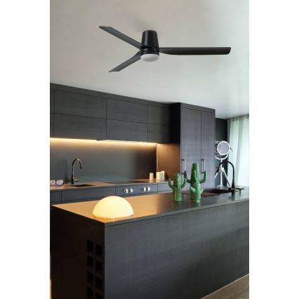 FARO 33830WT1S - LED-hämardatav laeventilaator PUNT TUB M LED/18W/230V 2700/3000/4000K läbimõõt 132 cm must Wi-Fi Tuya + kaugjuhtimispult
