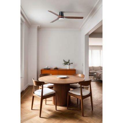 FARO 33831WT1S - LED-hämardatav laeventilaator PUNT TUB M LED/18W/230V 2700/3000/4000K läbimõõt 132 cm pruun/must Wi-Fi Tuya + kaugjuhtimispult