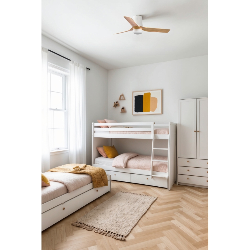 FARO 33833-1TW - LED Hämardatav laeventilaator MINI PUNT TUB S LED/10W/230V 2700/4000/6000K d. 90 cm pruun/valge + kaugjuhtimispult