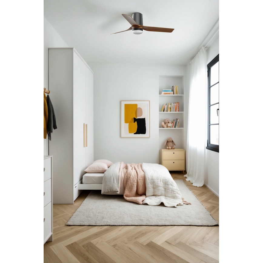 FARO 33835-1TW - LED-hämardatav laeventilaator MINI PUNT TUB LED-iga/10W/230V 2700/3000/4000K läbimõõt 90 cm pruun/must + kaugjuhtimispult