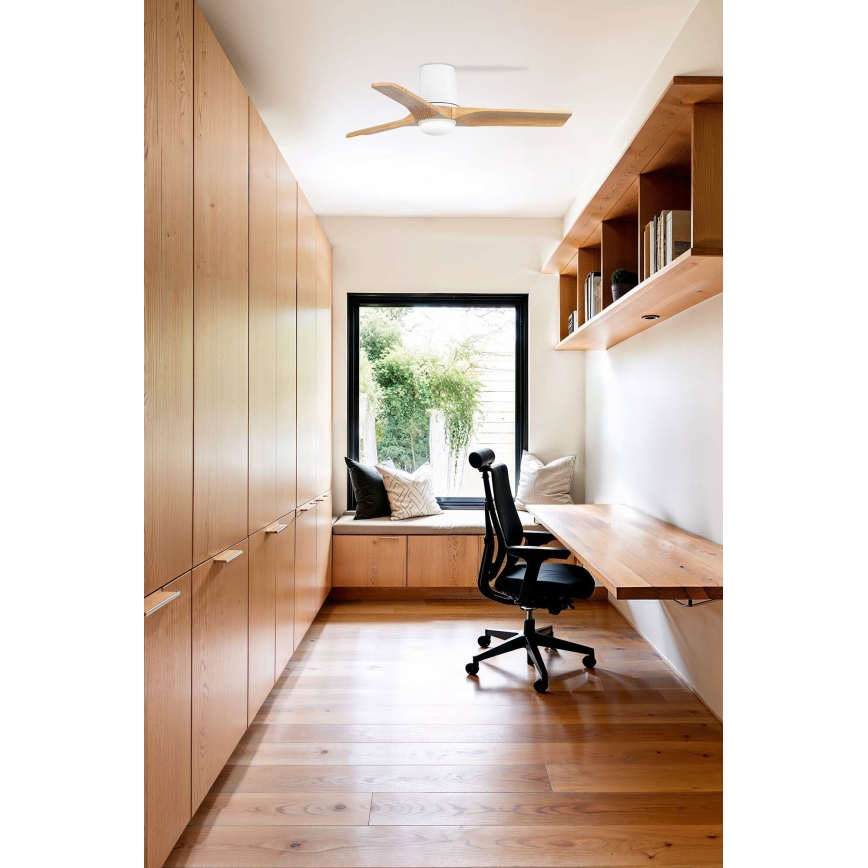 FARO 33836-1TW - LED-hämardatav laeventilaator HEYWOOD TUB S LED/10W/230V 2700/3000/4000K mänd/valge läbimõõt 90 cm + kaugjuhtimispult