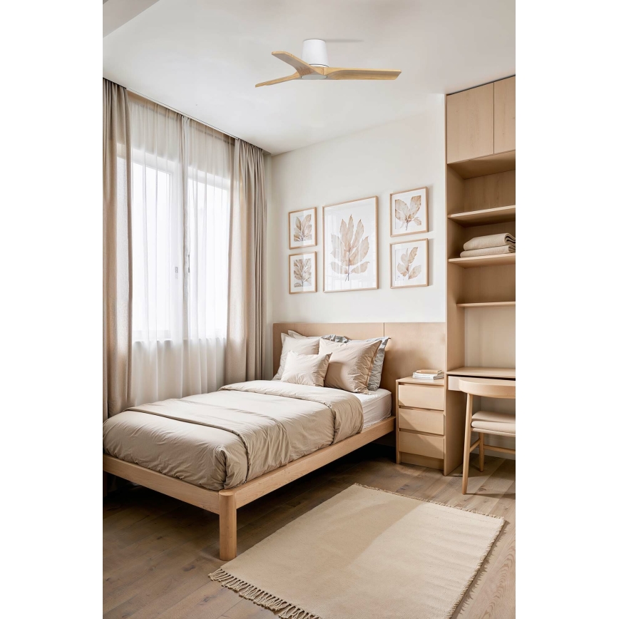 FARO 33836WT - Laeventilaator HEYWOOD TUB S mänd/valge d. 90 cm Wi-Fi Tuya + kaugjuhtimispult