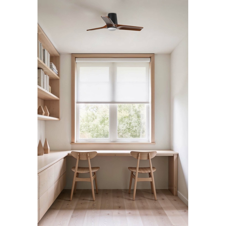 FARO 33837-1TW - LED-hämardatav laeventilaator HEYWOOD TUB S LED/10W/230V 2700/3000/4000K mänd/must läbimõõt 90 cm + kaugjuhtimispult