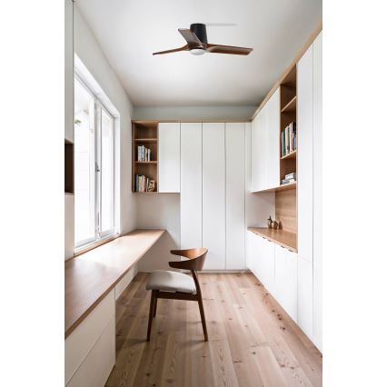 FARO 33837WT - Laeventilaator HEYWOOD TUB S mänd/must d. 90 cm Wi-Fi Tuya + kaugjuhtimispult
