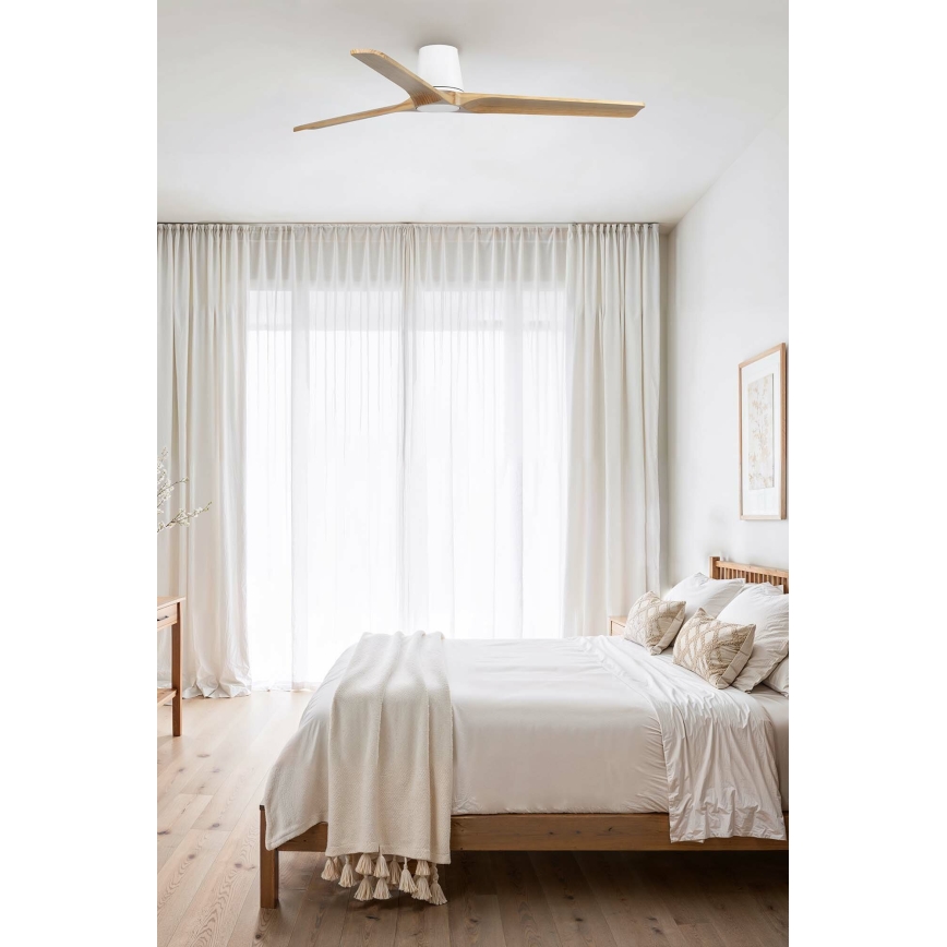 FARO 33838 - Laeventilaator HEYWOOD TUB L mänd/valge d. 132 cm + kaugjuhtimispult