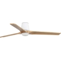 FARO 338381S - HEYWOOD TUB L LED-hämardatav laeventilaator, LED 10 W, 230 V, 2700/3000/4000 K, läbimõõt 132 cm, puit/valge + kaugjuhtimispult