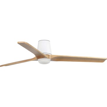 FARO 338381S - HEYWOOD TUB L LED-hämardatav laeventilaator, LED 10 W, 230 V, 2700/3000/4000 K, läbimõõt 132 cm, puit/valge + kaugjuhtimispult