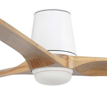 FARO 33838WT-1TW - LED-hämardatav laeventilaator HEYWOOD TUB L LED/10 W/230 V 2700/3000/4000 K mänd/valge läbimõõt 132 cm Wi‑Fi Tuya + kaugjuhtimispult