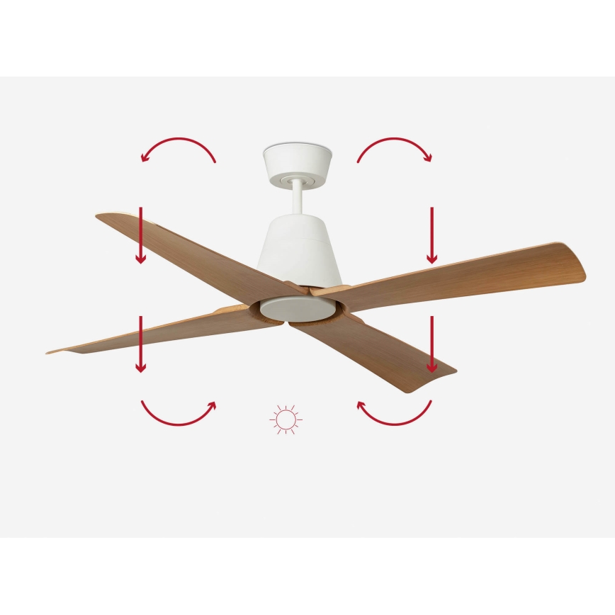 FARO 34105 - Laeventilaator TYPHOON M pruun/valge d. 130 cm IP44 + kaugjuhtimispult