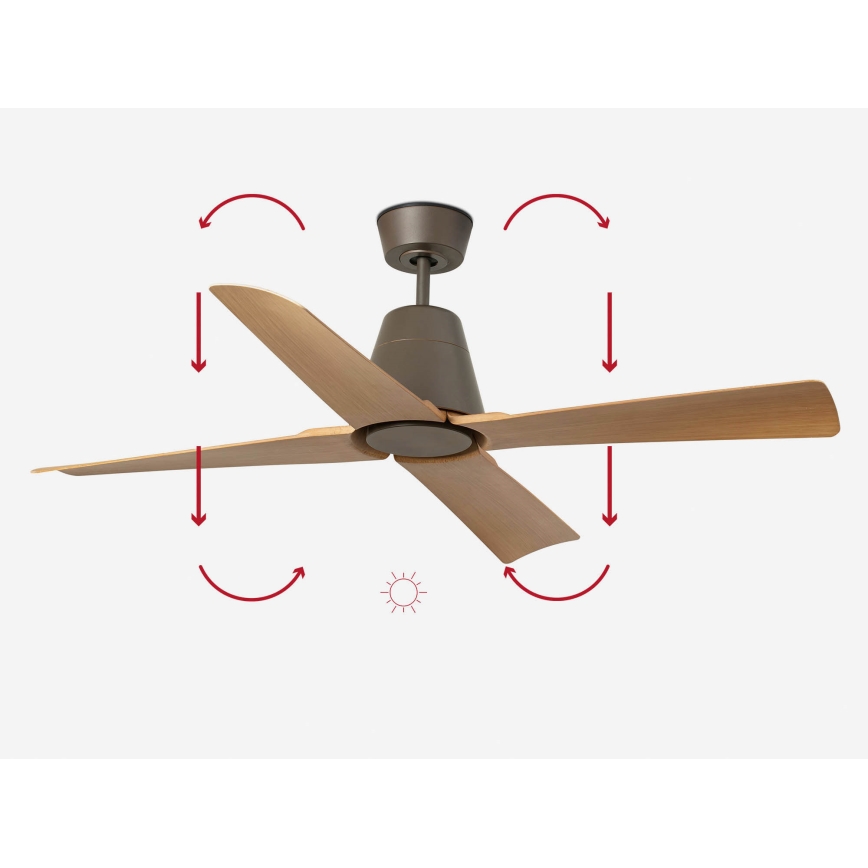 FARO 34106 - Laeventilaator TYPHOON M pruun d. 130 cm IP44 + kaugjuhtimispult