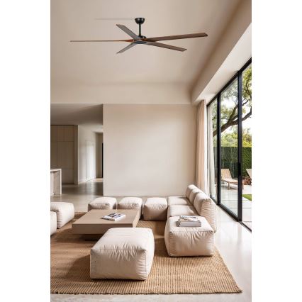 FARO 34190WT - Laeventilaator BIGWOOD XL mänd/must d. 200 cm Wi-Fi Tuya + kaugjuhtimispult