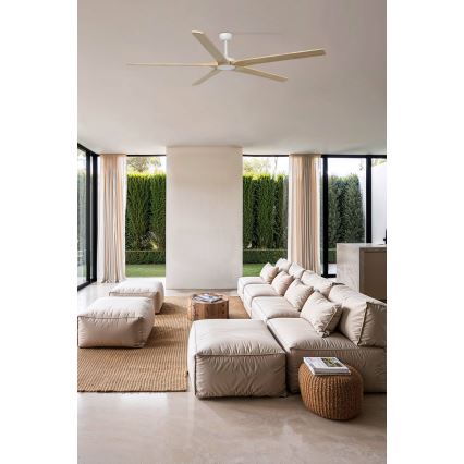 FARO 34191WT - Laeventilaator BIGWOOD XL mänd/valge d. 200 cm Wi-Fi Tuya + kaugjuhtimispult