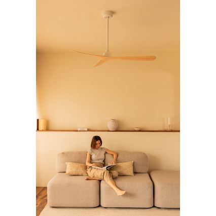 FARO 34195WT - laeventilaator ROCKER M, läbimõõt 132 cm, beež/valge, Wi‑Fi Tuya + kaugjuhtimispult