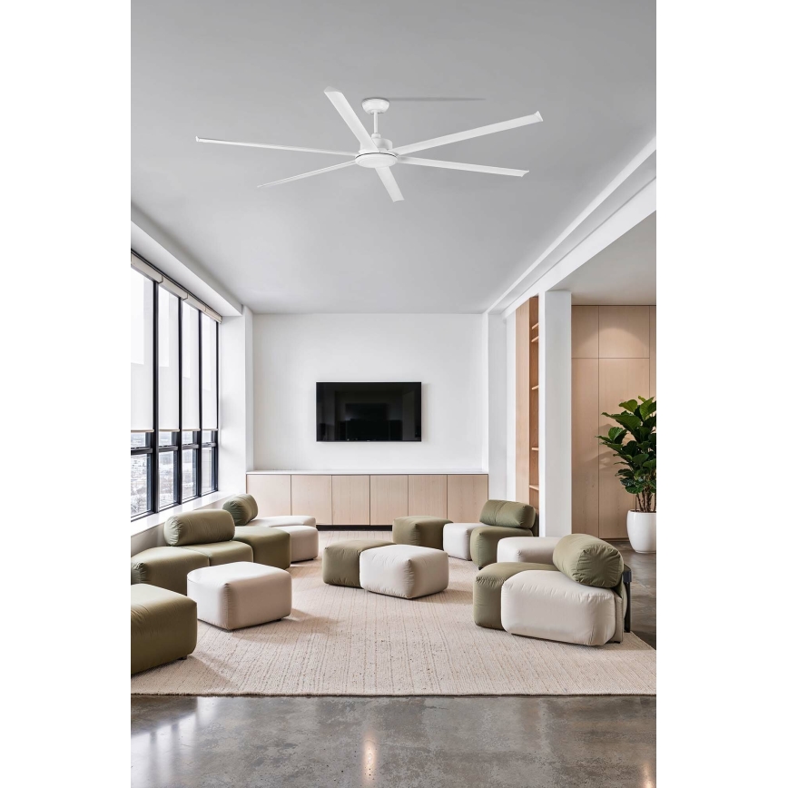 FARO 34206-130 - LED Hämardatav laeventilaator ROTTERDAM XXL LED/32W/230V valge d. 250 cm + kaugjuhtimispult