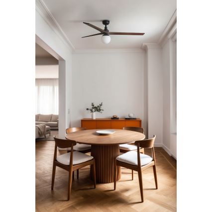 FARO 34276-11L - Laeventilaator KLIM L 1xE27/15W/230V pähkel/must d. 150 cm + kaugjuhtimispult