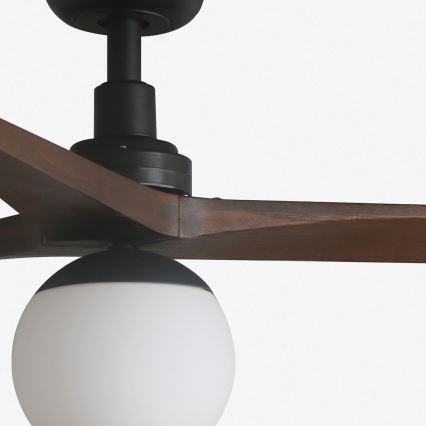 FARO 34276-11L - Laeventilaator KLIM L 1xE27/15W/230V pähkel/must d. 150 cm + kaugjuhtimispult