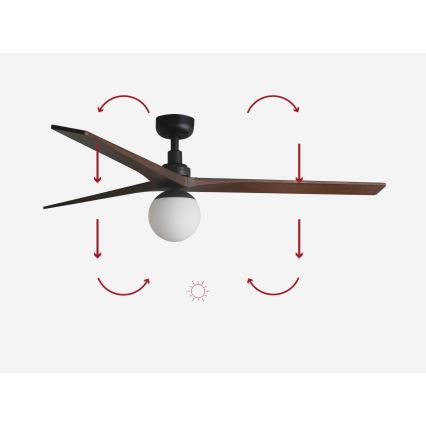 FARO 34276-11L - Laeventilaator KLIM L 1xE27/15W/230V puit/must d. 150 cm + kaugjuhtimispult