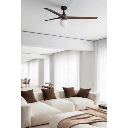 FARO 34276WT-11L - Laeventilaator KLIM L 1xE27/15W/230V puit/must d. 150 cm Wi-Fi Tuya + kaugjuhtimispult