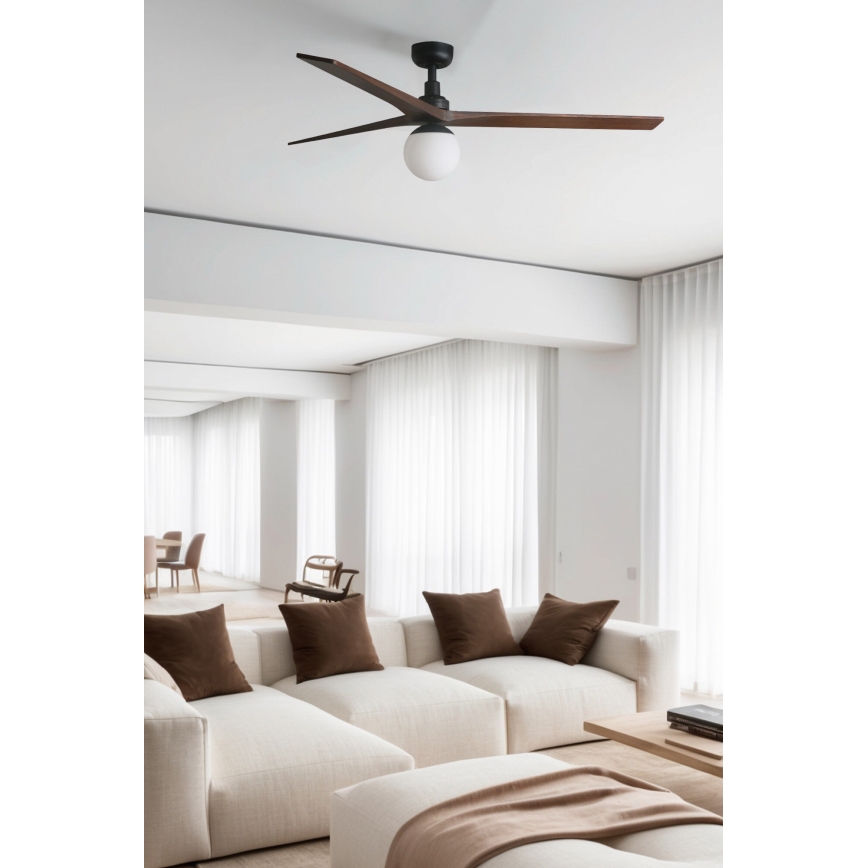 FARO 34276WT-11L - Laeventilaator KLIM L 1xE27/15W/230V puit/must d. 150 cm Wi-Fi Tuya + kaugjuhtimispult