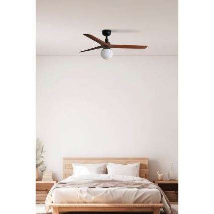 FARO 34277-11L - Laeventilaator KLIM M 1xE27/15W/230V pähkel/must d. 125 cm + kaugjuhtimispult