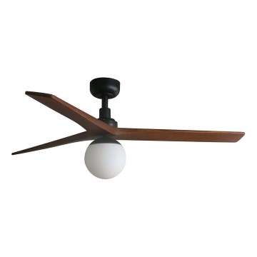 FARO 34277WT-11L - Laeventilaator KLIM M 1xE27/15W/230V pähkel/must läbimõõt 125 cm Wi-Fi Tuya + kaugjuhtimispult
