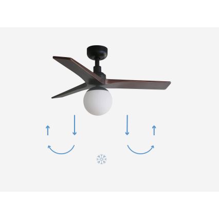 FARO 34278-11L - Laeventilaator KLIM S 1xE27/15W/230V puit/must d. 92,5 cm + kaugjuhtimispult