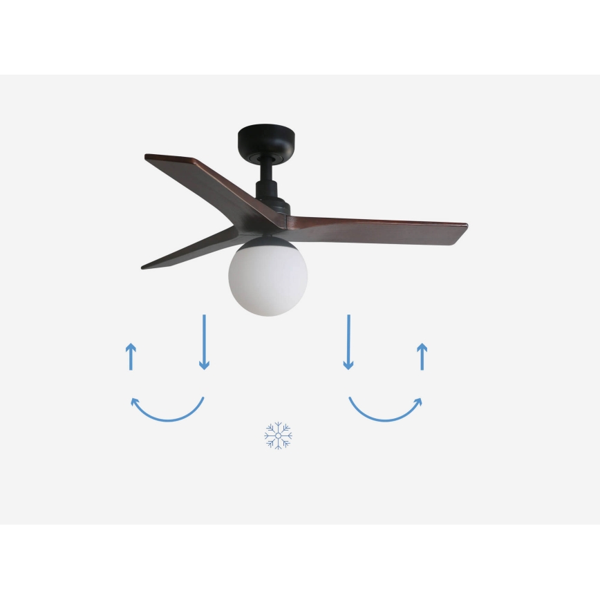 FARO 34278-11L - Laeventilaator KLIM S 1xE27/15W/230V puit/must d. 92,5 cm + kaugjuhtimispult
