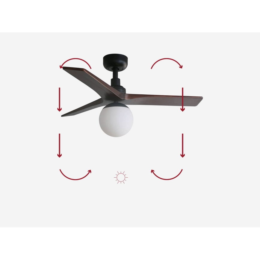 FARO 34278-11L - Laeventilaator KLIM S 1xE27/15W/230V puit/must d. 92,5 cm + kaugjuhtimispult