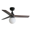FARO 34278WT-11L - Laeventilaator KLIM S 1xE27/15W/230V pähkel/must läbimõõt 92,5 cm Wi-Fi Tuya + kaugjuhtimispult