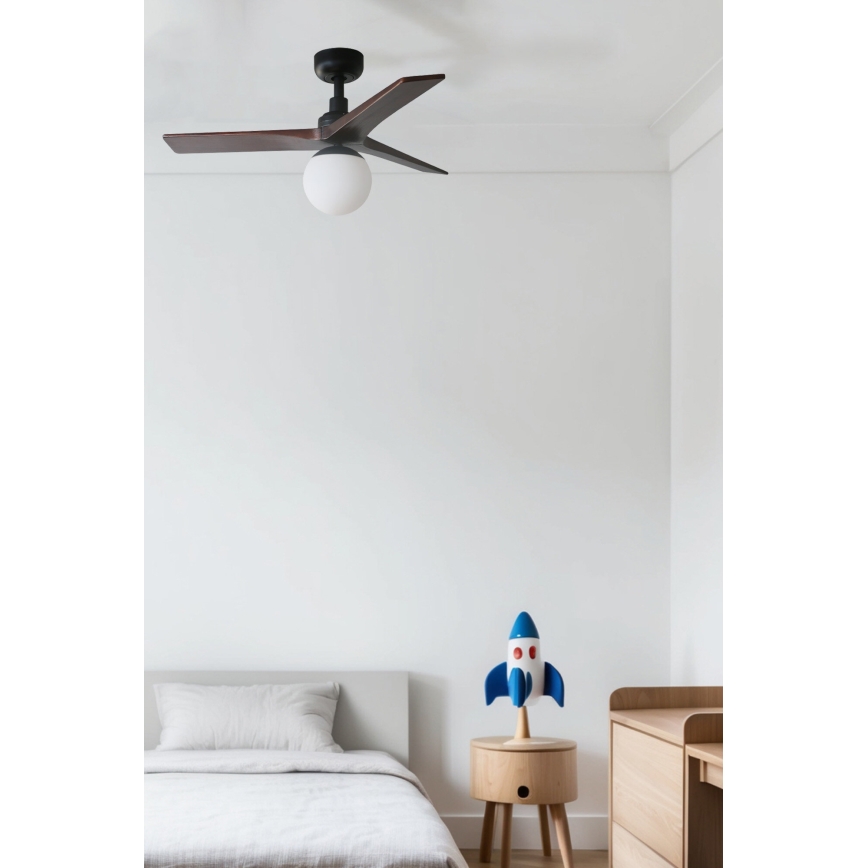 FARO 34278WT-11L - Laeventilaator KLIM S 1xE27/15W/230V puit/must d. 92,5 cm Wi-Fi Tuya + kaugjuhtimispult
