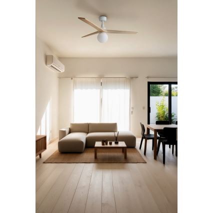 FARO 34280-11L - Laeventilaator KLIM M 1xE27/15W/230V mänd/valge d. 125 cm + kaugjuhtimispult