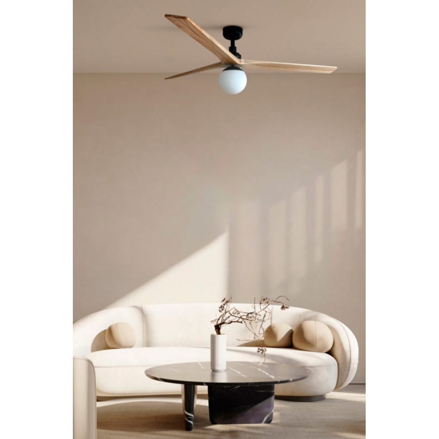 FARO 34282-11L - Laeventilaator KLIM L 1xE27/15W/230V puit/must d. 150 cm + kaugjuhtimispult