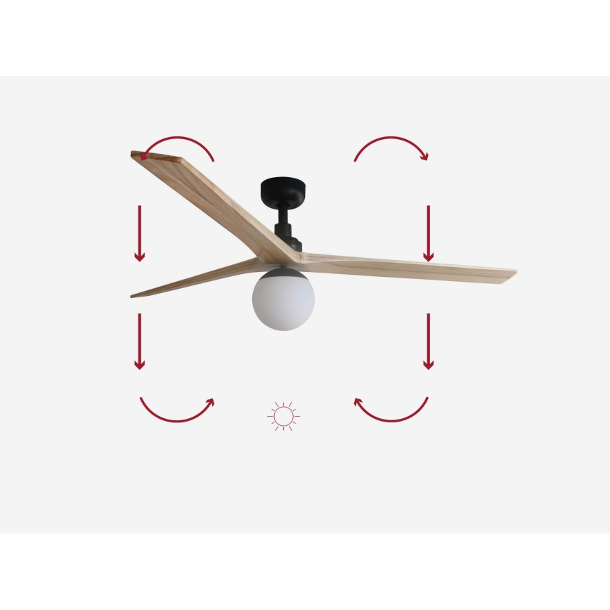 FARO 34282-11L - Laeventilaator KLIM L 1xE27/15W/230V puit/must d. 150 cm + kaugjuhtimispult