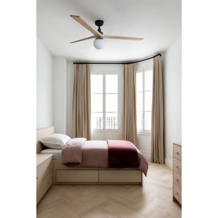 FARO 34282WT-11L - Laeventilaator KLIM L 1xE27/15W/230V puit/must d. 150 cm Wi-Fi Tuya + kaugjuhtimispult