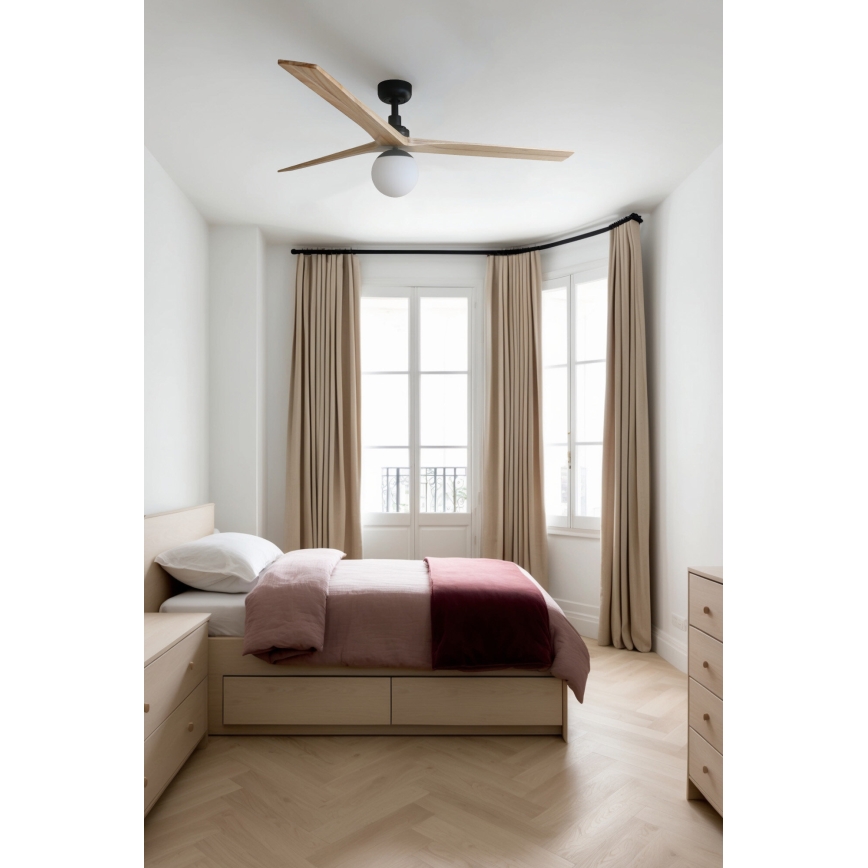 FARO 34282WT-11L - Laeventilaator KLIM L 1xE27/15W/230V puit/must d. 150 cm Wi-Fi Tuya + kaugjuhtimispult