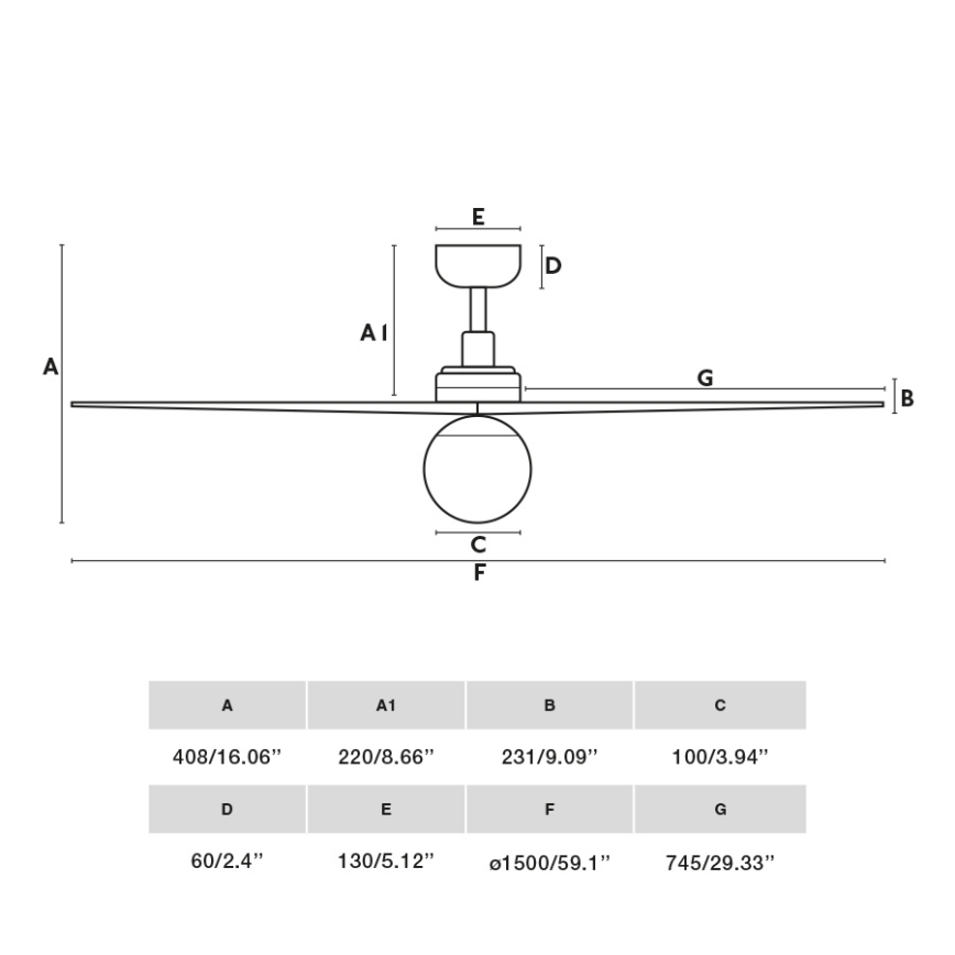 FARO 34282WT-11L - Laeventilaator KLIM L 1xE27/15W/230V puit/must d. 150 cm Wi-Fi Tuya + kaugjuhtimispult