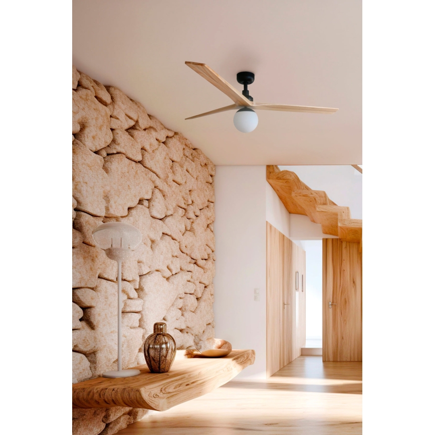 FARO 34283WT-11L - Laeventilaator KLIM M 1xE27/15W/230V puit/must d. 125 cm Wi-Fi Tuya + kaugjuhtimispult