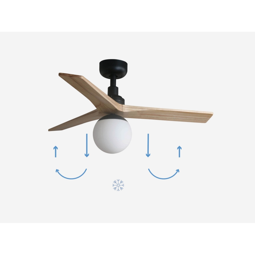 FARO 34284-11L - Laeventilaator KLIM S 1xE27/15W/230V puit/must d. 92,5 cm + kaugjuhtimispult