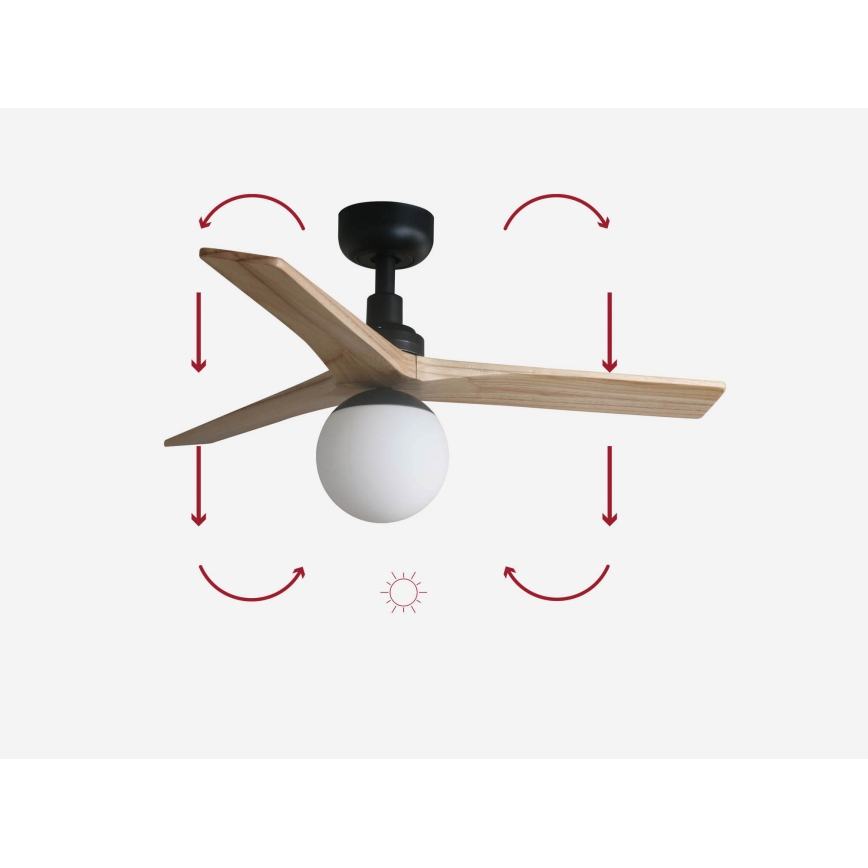 FARO 34284-11L - Laeventilaator KLIM S 1xE27/15W/230V puit/must d. 92,5 cm + kaugjuhtimispult