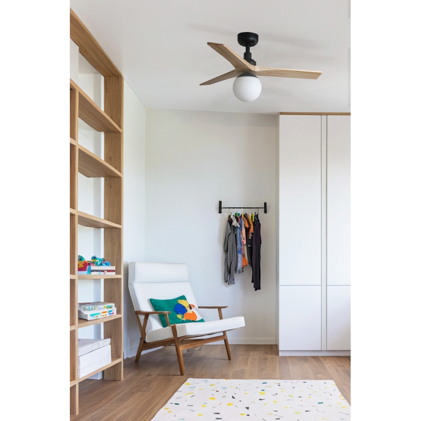 FARO 34284WT-11L - Laeventilaator KLIM S 1xE27/15W/230V mänd/must d. 92,5 cm Wi-Fi Tuya + kaugjuhtimispult