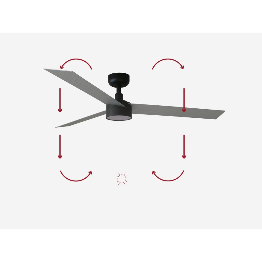 FARO 34286-1TW - hämardatav LED-laeventilaator CRUISER L LED/18W/230V 2700/3000/4000K läbimõõt 132 cm must/hall + kaugjuhtimispult