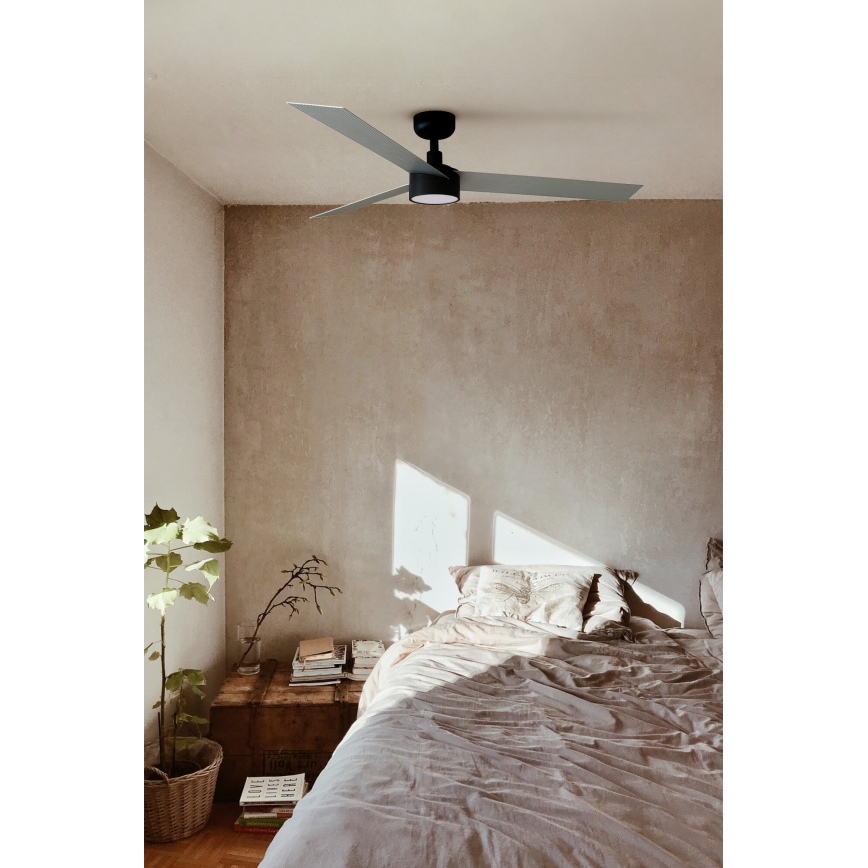 FARO 34286-1TW - LED Hämardatav laeventilaator CRUISER L LED/18W/230V 2700/4000/6500K d. 132 cm must/hall + kaugjuhtimispult