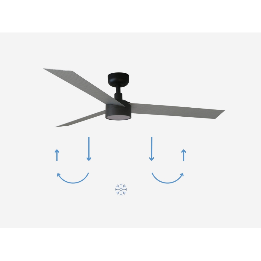 FARO 34286-1TW - LED Hämardatav laeventilaator CRUISER L LED/18W/230V 2700/4000/6500K d. 132 cm must/hall + kaugjuhtimispult