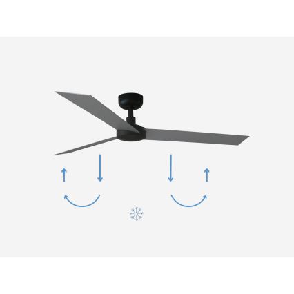 FARO 34286 - Laeventilaator CRUISER L must d. 132 cm + kaugjuhtimispult